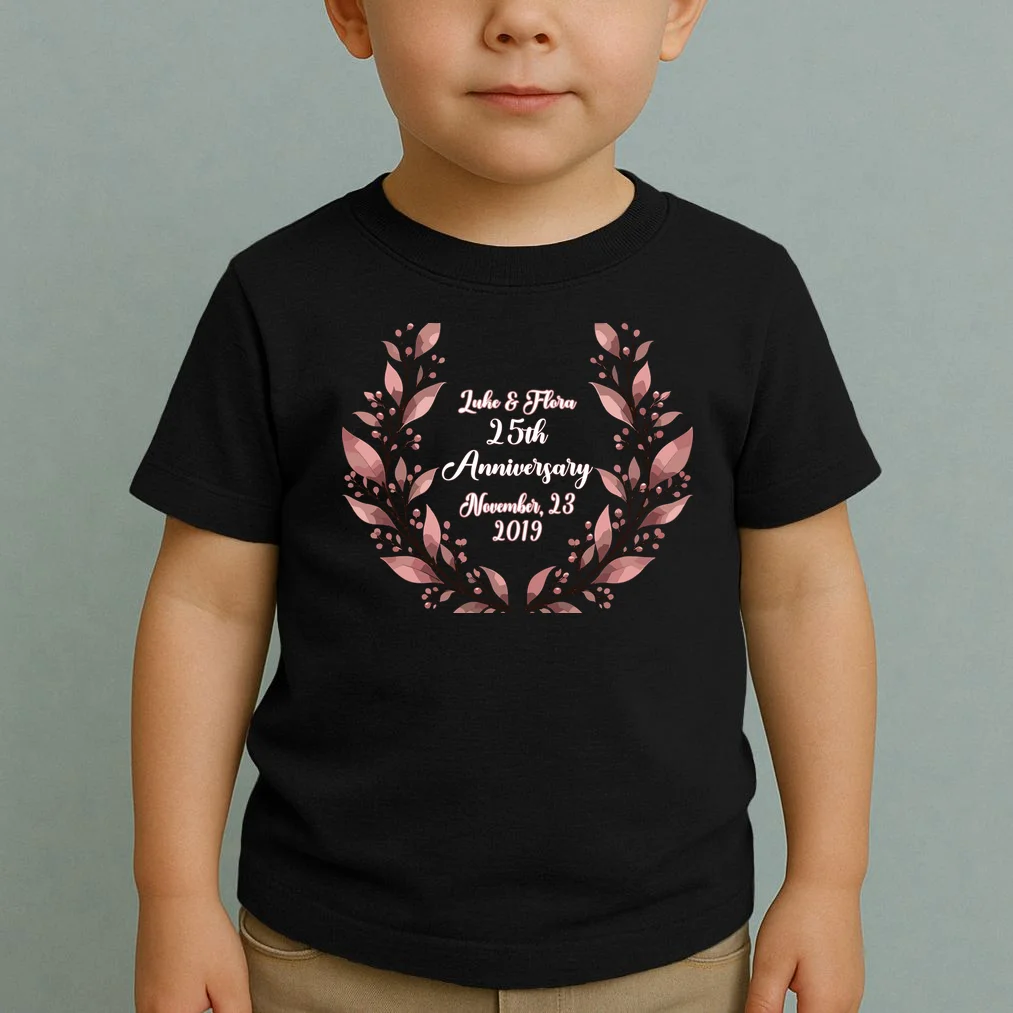Elegant Blush Floral 25th Anniversary Celebration Toddler T-Shirt - Front 1