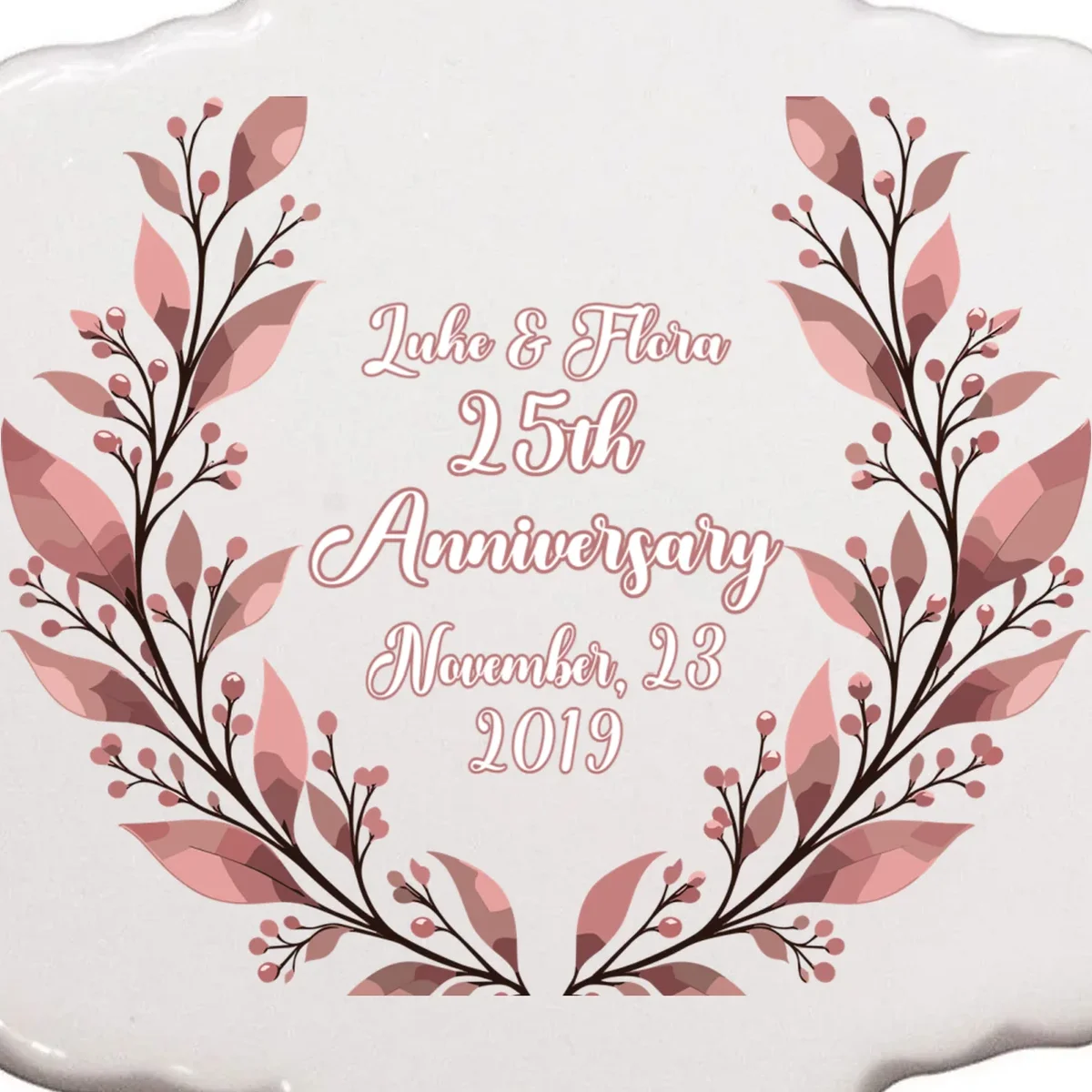 Elegant Blush Floral 25th Anniversary Celebration Ornament - Front - Close-up