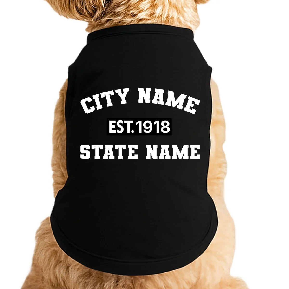 Custom City State Classic Vintage Est Year Customizable Doggie Tank - Front