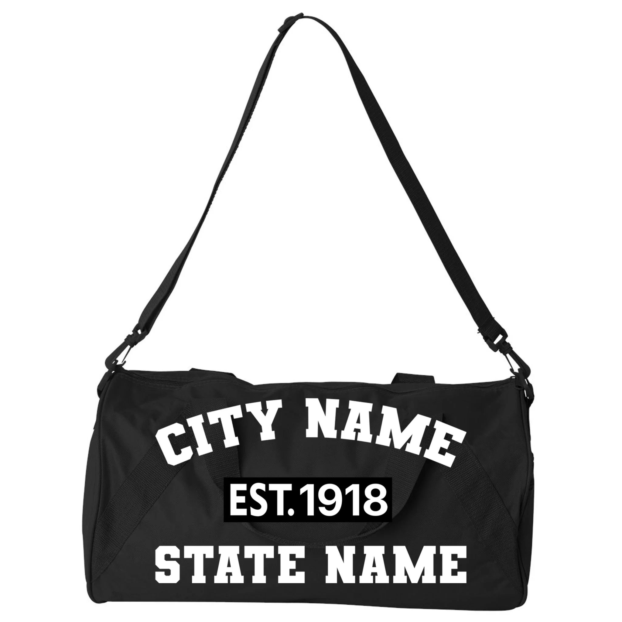 Custom City State Classic Vintage Est Year Customizable Duffel Bag - Front