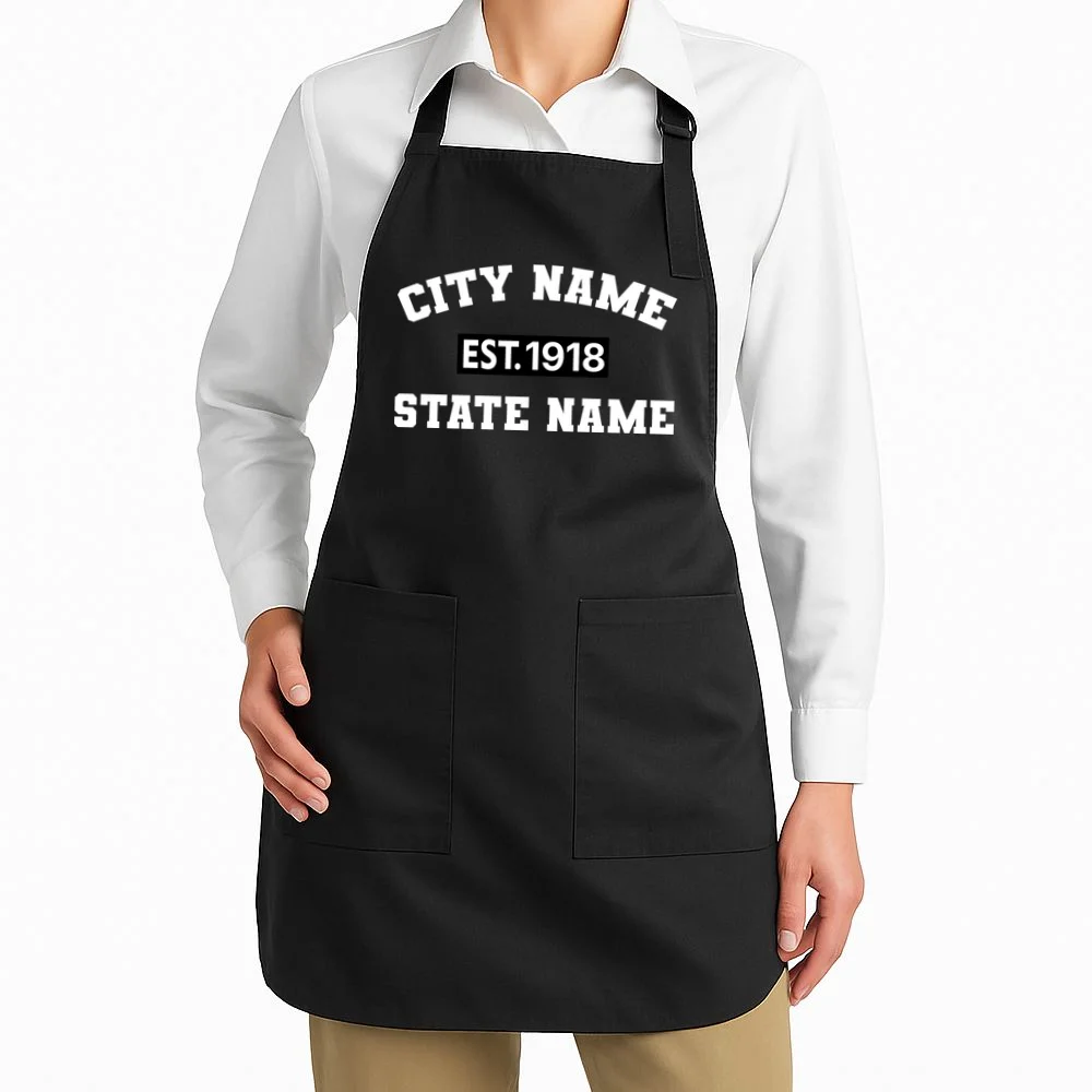 Custom City State Classic Vintage Est Year Customizable Apron - Front 1