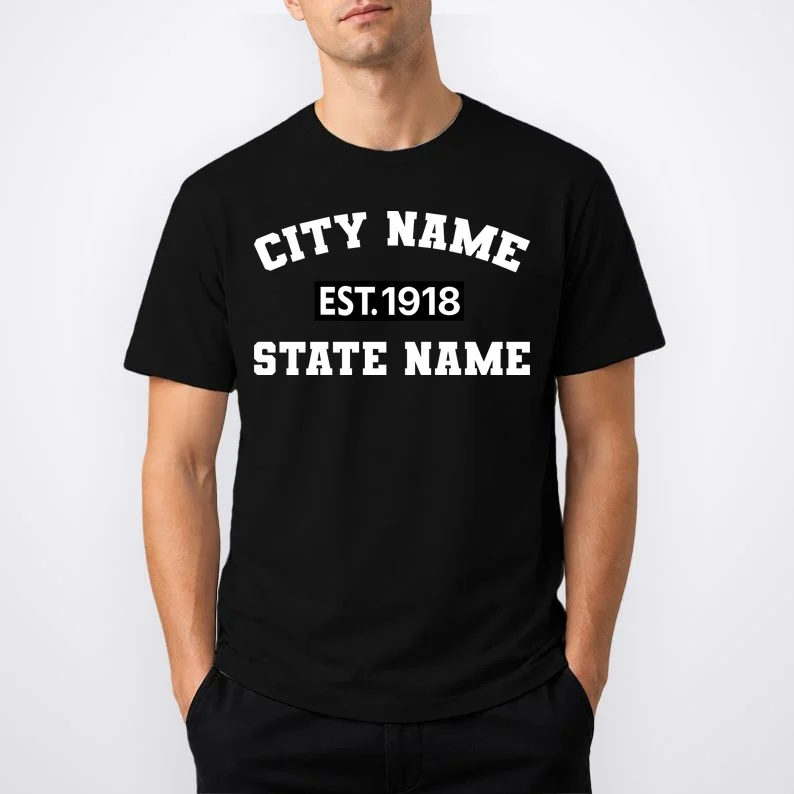 Custom City State Classic Vintage Est Year Customizable T-Shirt - Front 1