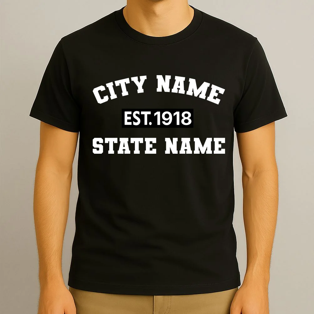 Custom City State Classic Vintage Est Year Customizable T-Shirt - Front 3