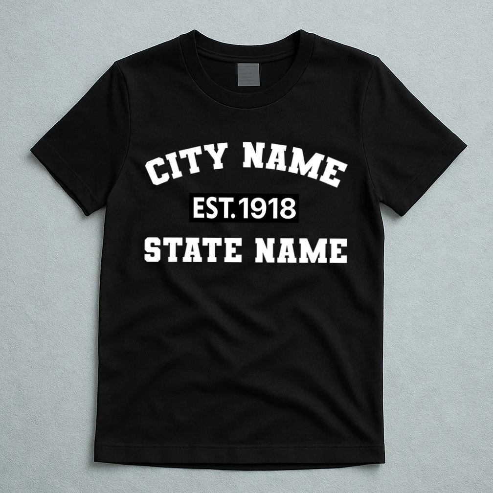 Custom City State Classic Vintage Est Year Customizable T-Shirt - Front 5