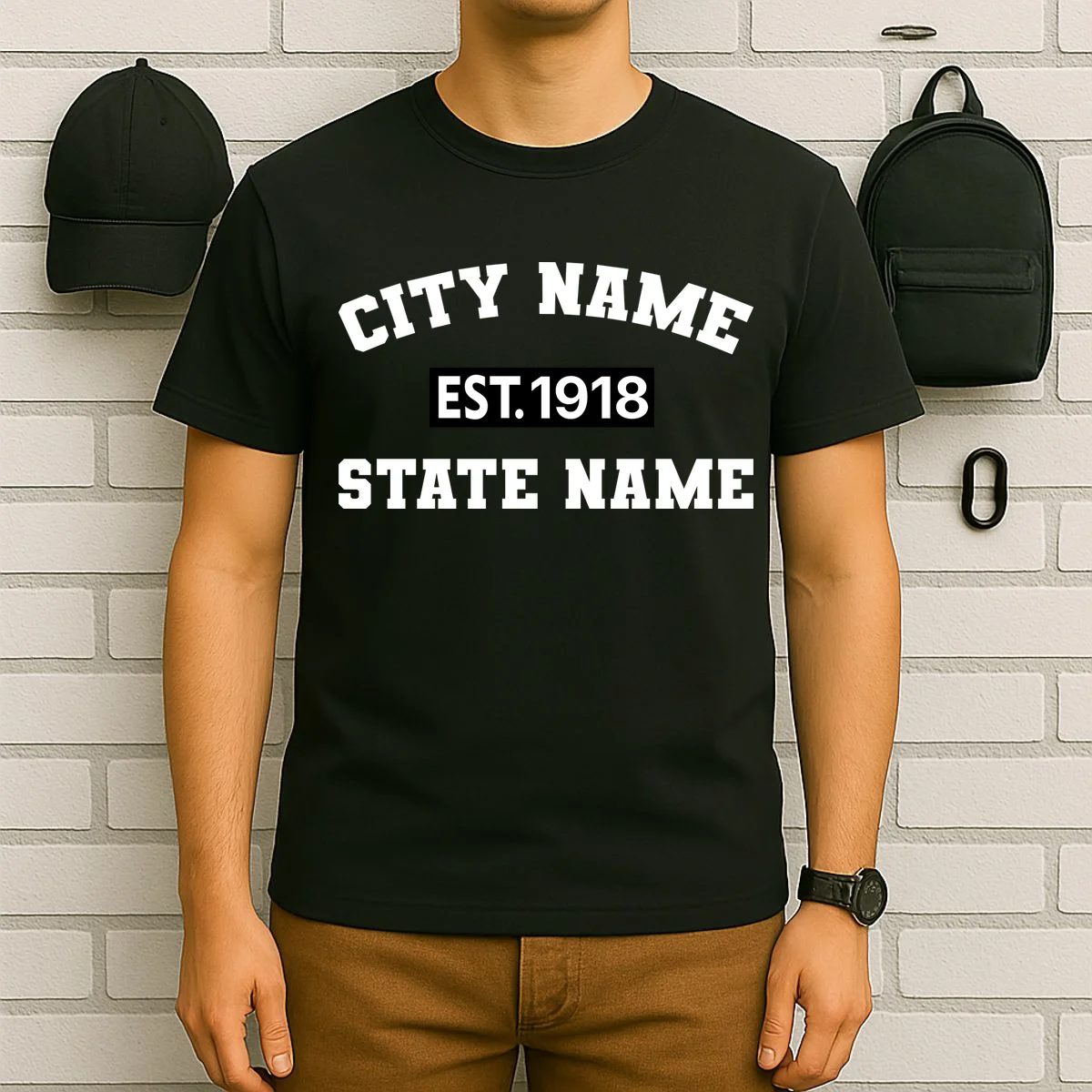 Custom City State Classic Vintage Est Year Customizable T-Shirt - Front 6