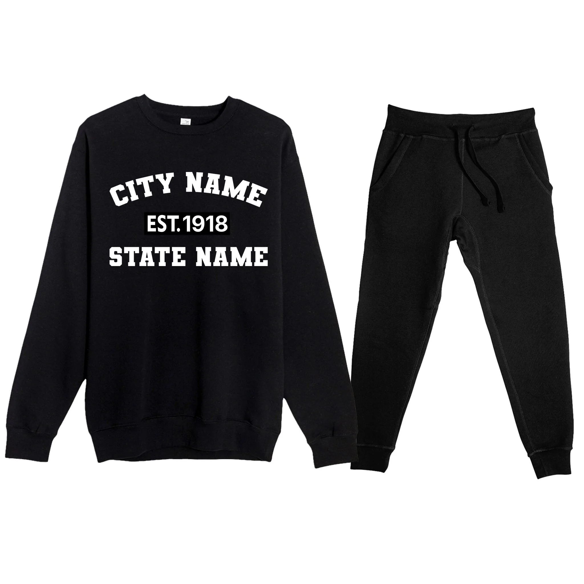 Custom City State Classic Vintage Est Year Customizable Men's Sweatsuit - Front