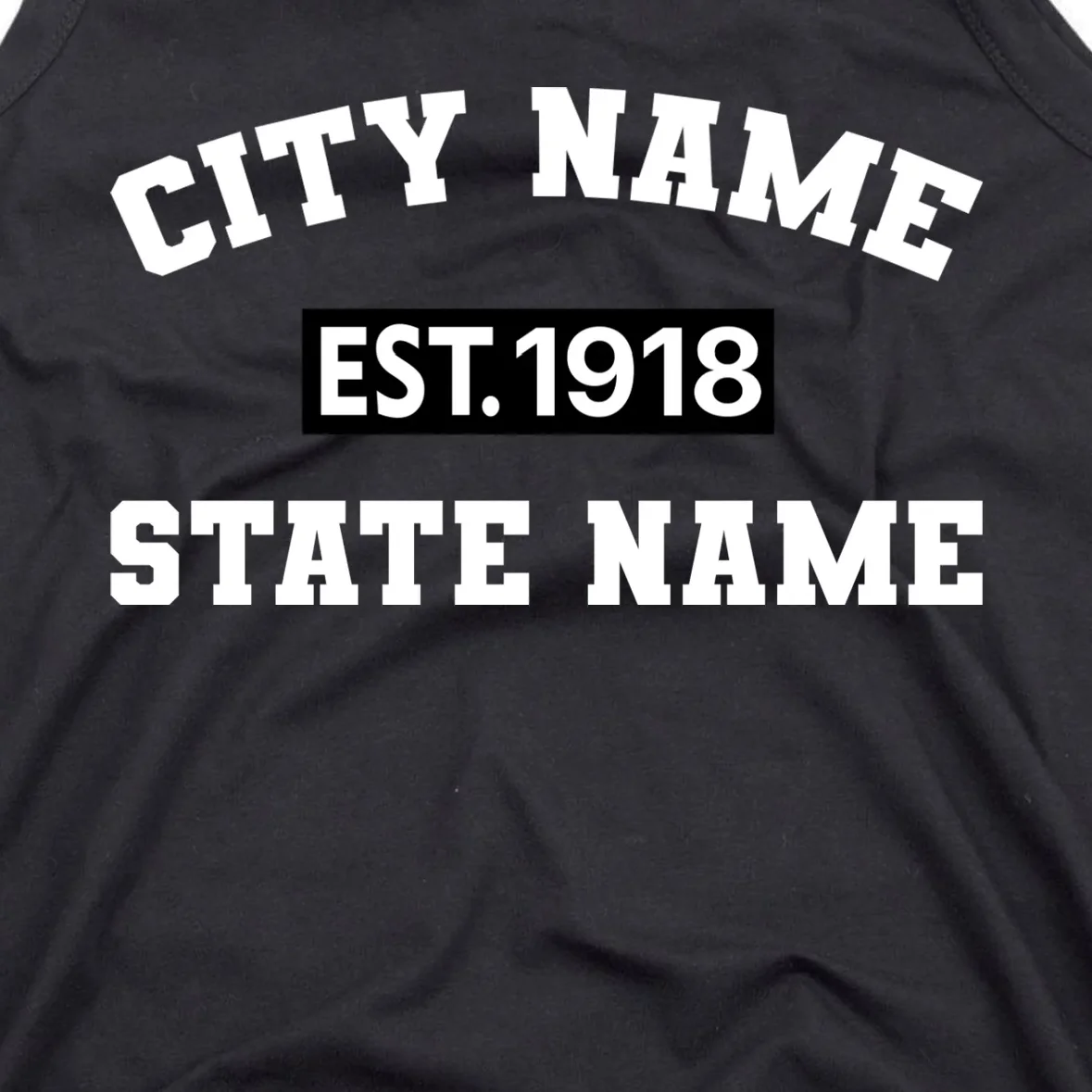 Custom City State Classic Vintage Est Year Customizable Men's Tank Top - Front - Close-up