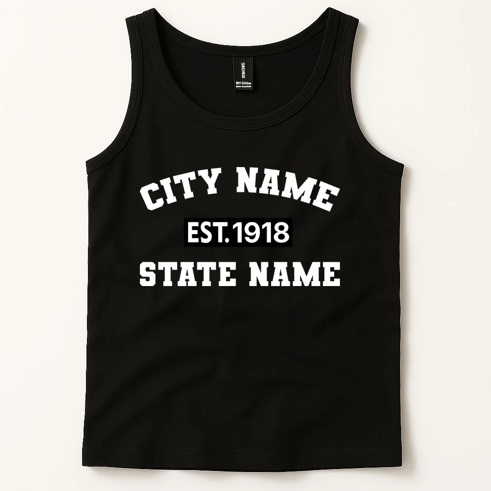 Custom City State Classic Vintage Est Year Customizable Tank Top - Front 1