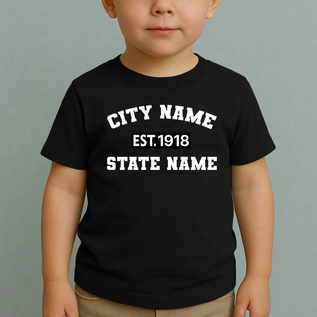Custom City State Classic Vintage Est Year Customizable Toddler T-Shirt - Front 1