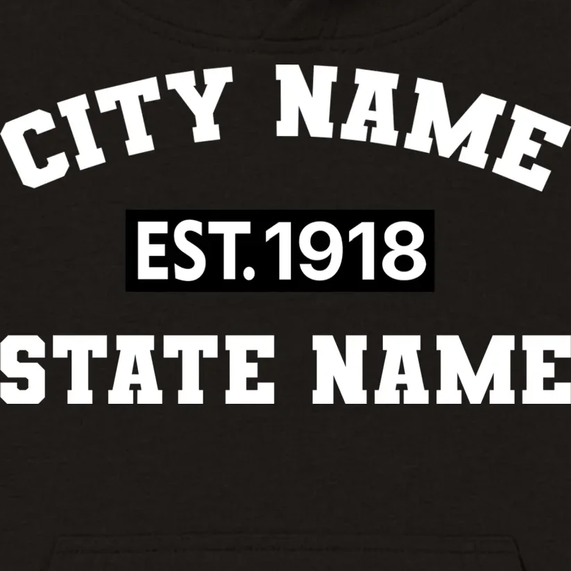 Custom City State Classic Vintage Est Year Customizable Kids Hoodie - Front - Close-up