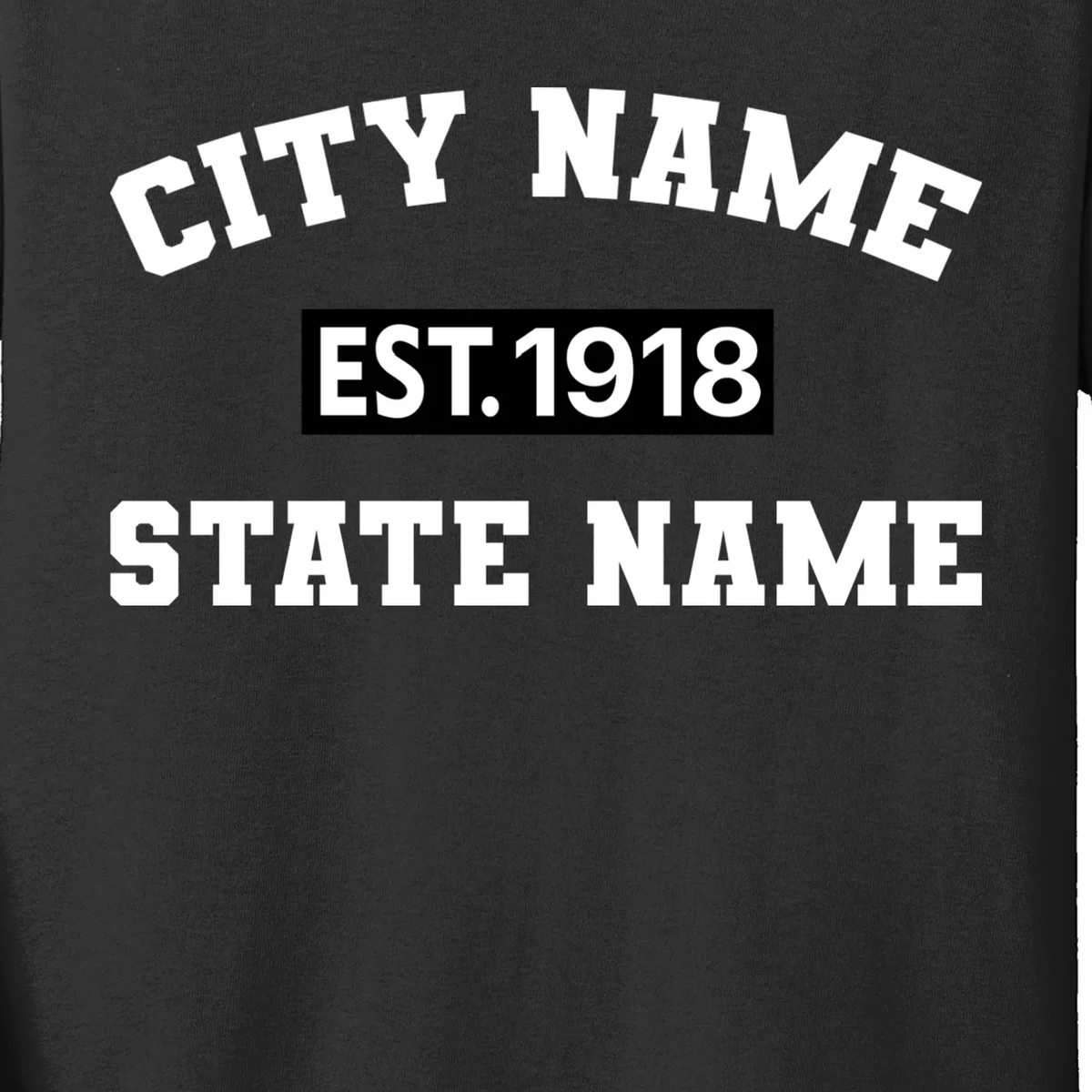 Custom City State Classic Vintage Est Year Customizable Kids Long Sleeve Shirt - Front - Close-up