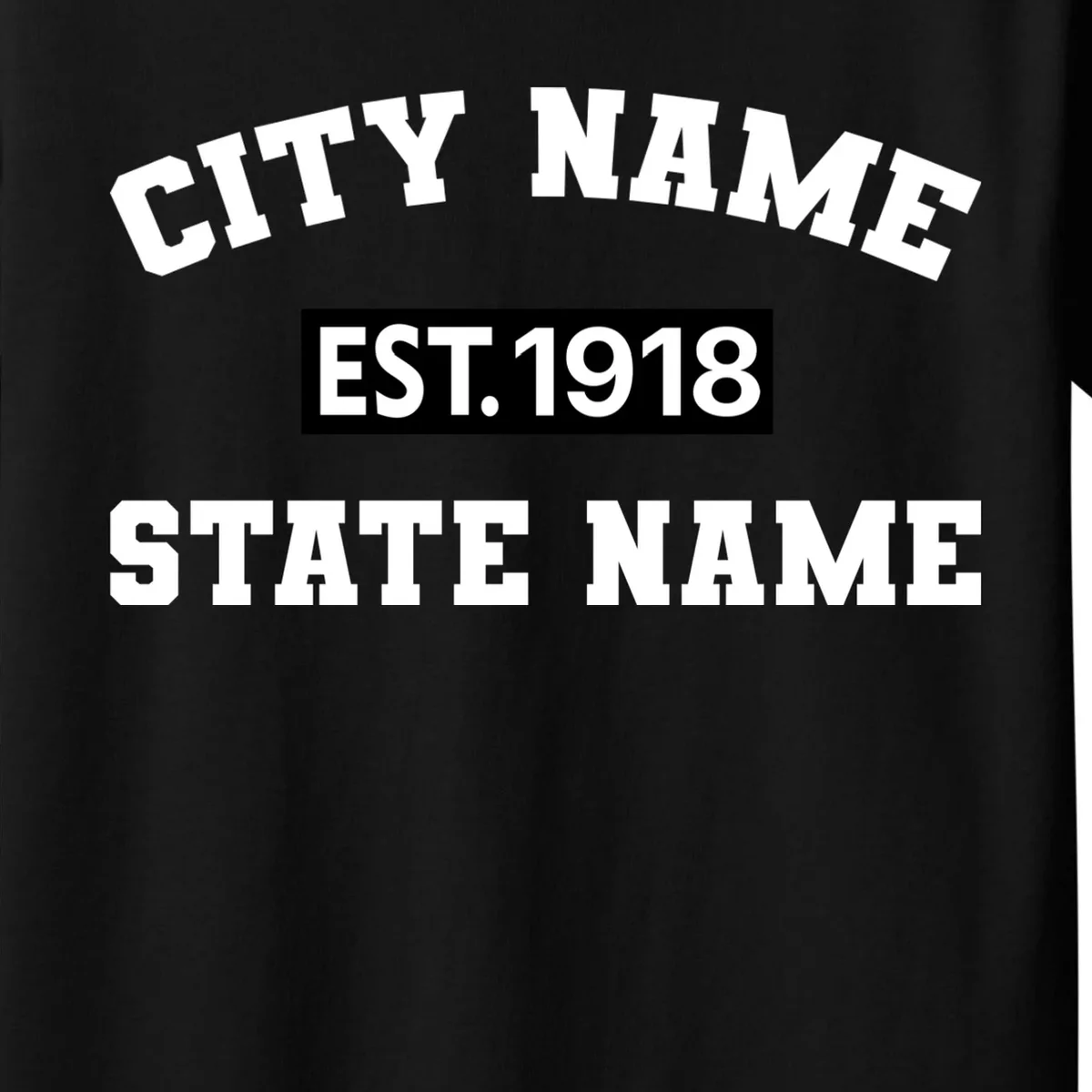 Custom City State Classic Vintage Est Year Customizable Kids T-Shirt - Front - Close-up