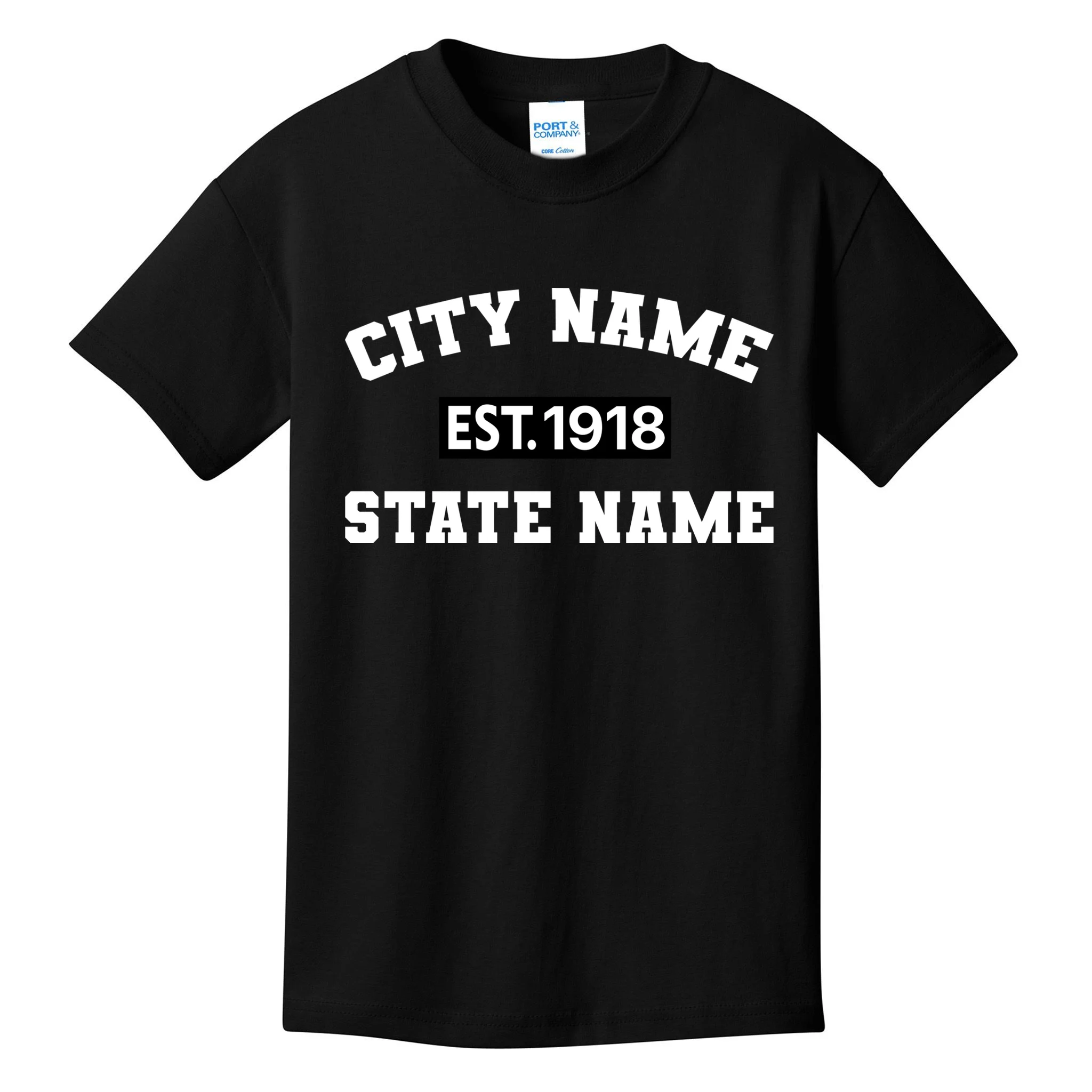 Custom City State Classic Vintage Est Year Customizable Kids T-Shirt - Front