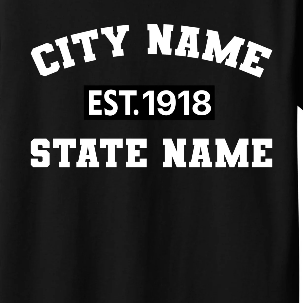 Custom City State Classic Vintage Est Year Customizable Kids T-Shirt - Front - Close-up