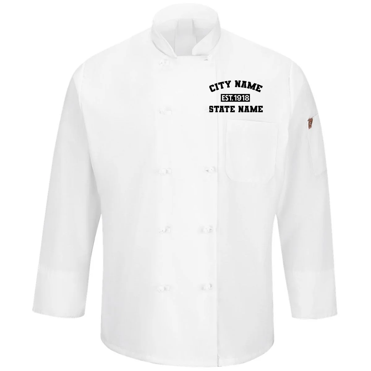 Custom City State Classic Vintage Est Year Customizable Men's Chef Coat - Front
