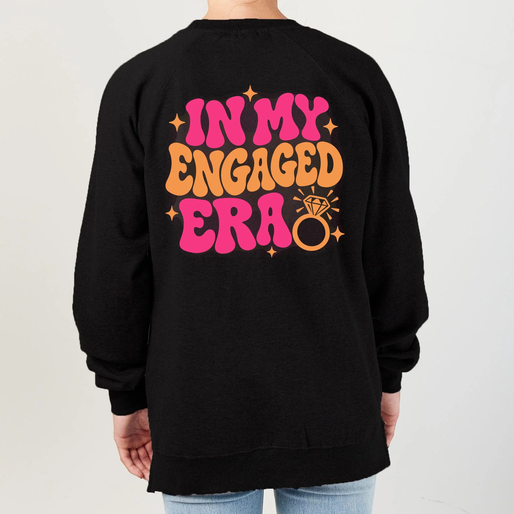 Engaged Era Personalized Future Mrs. Custom Gift - Future Mrs. Ring Design Women's Sweatshirt - Back - Close-up