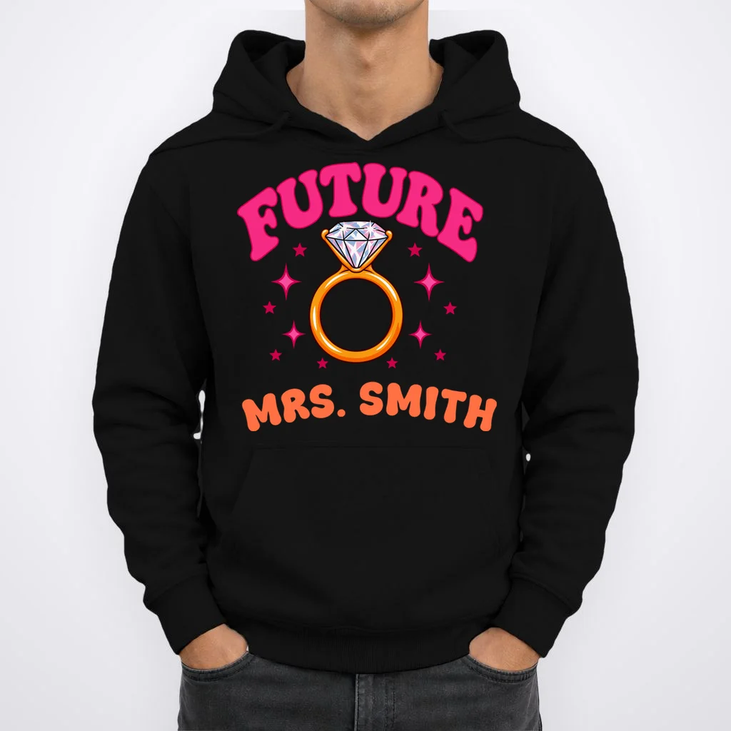 Engaged Era Personalized Future Mrs. Custom Gift - Future Mrs. Ring Design Men's Hoodie - Front 1