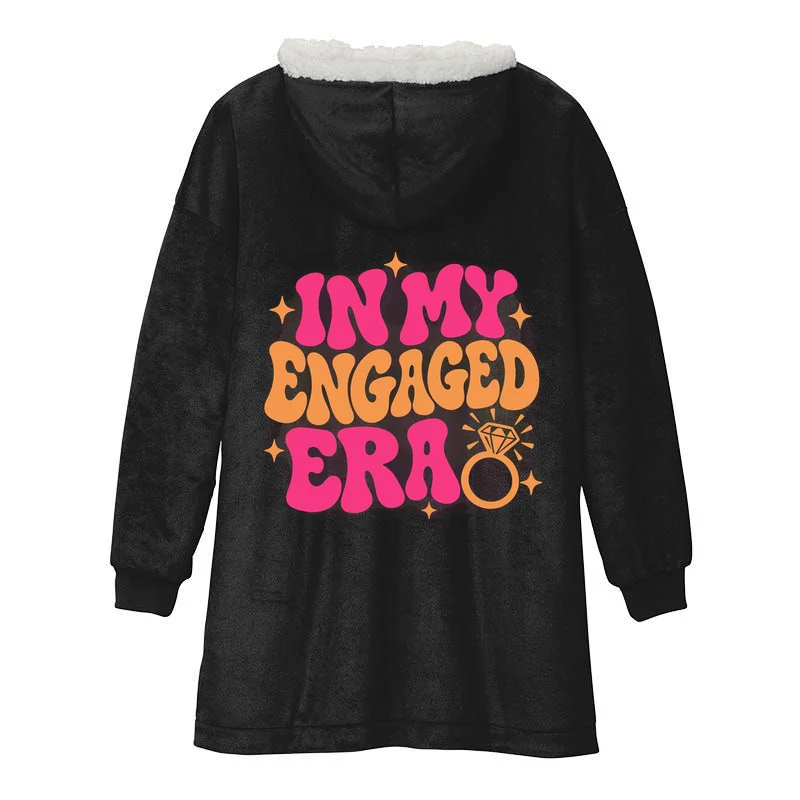 Engaged Era Personalized Future Mrs. Custom Gift - Future Mrs. Ring Design Hooded Blanket - Back - Close-up