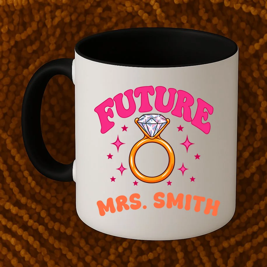 Engaged Era Personalized Future Mrs. Custom Gift - Future Mrs. Ring Design Mug - Front 1
