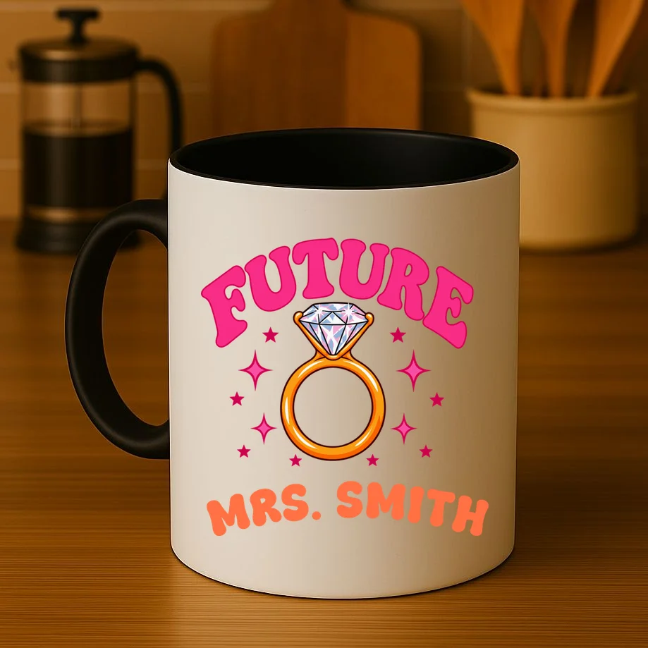 Engaged Era Personalized Future Mrs. Custom Gift - Future Mrs. Ring Design Mug - Front 3