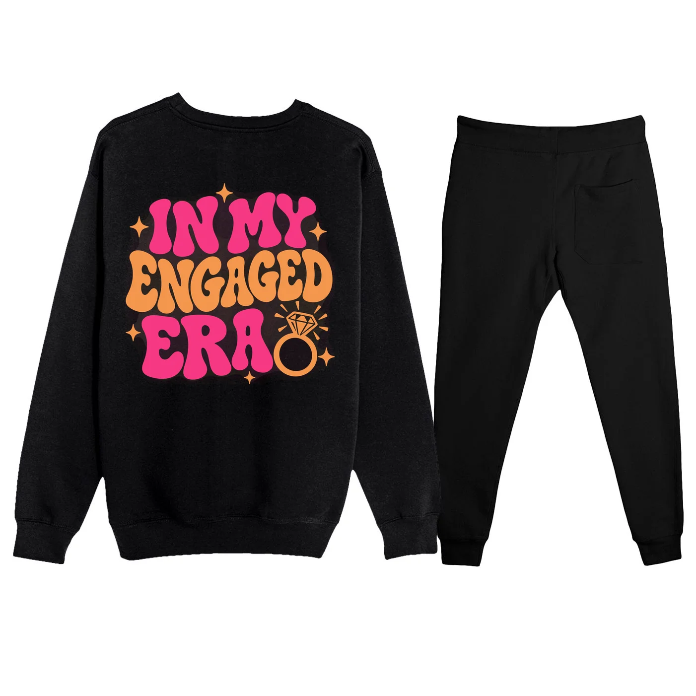 Engaged Era Personalized Future Mrs. Custom Gift - Future Mrs. Ring Design Men's Sweatsuit - Back - Close-up