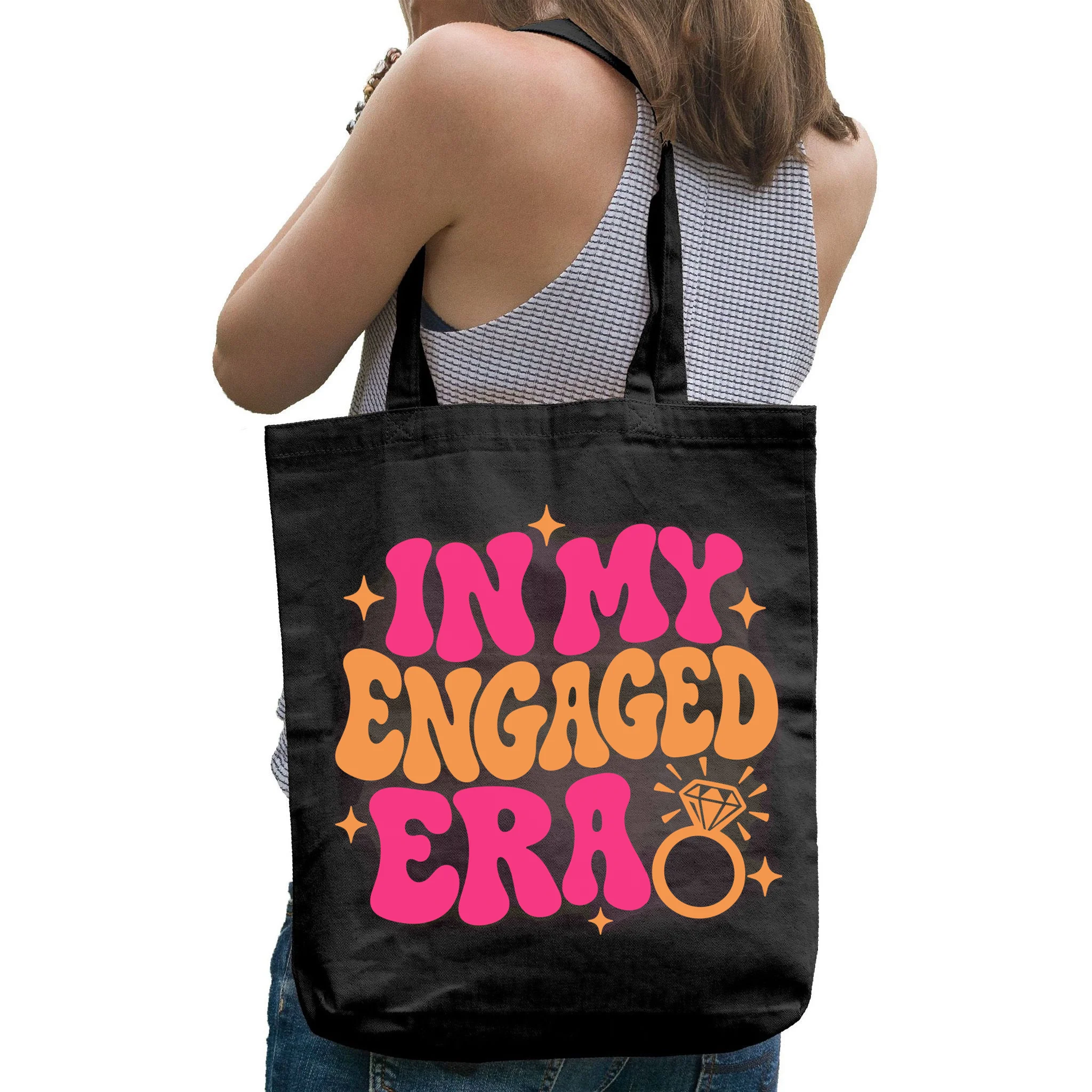 Engaged Era Personalized Future Mrs. Custom Gift - Future Mrs. Ring Design Tote Bag - Back - Close-up