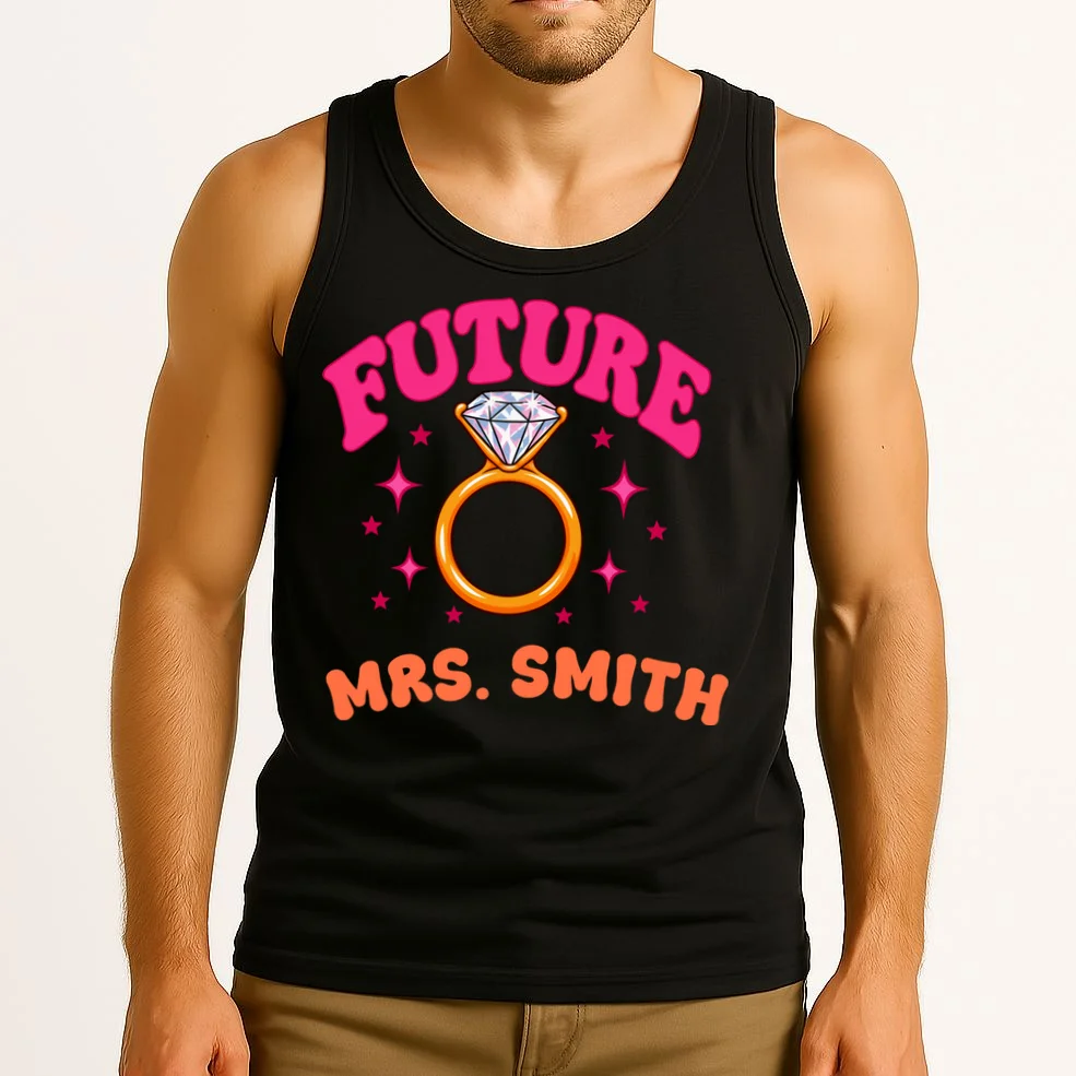 Engaged Era Personalized Future Mrs. Custom Gift - Future Mrs. Ring Design Men's Tank Top - Front 2