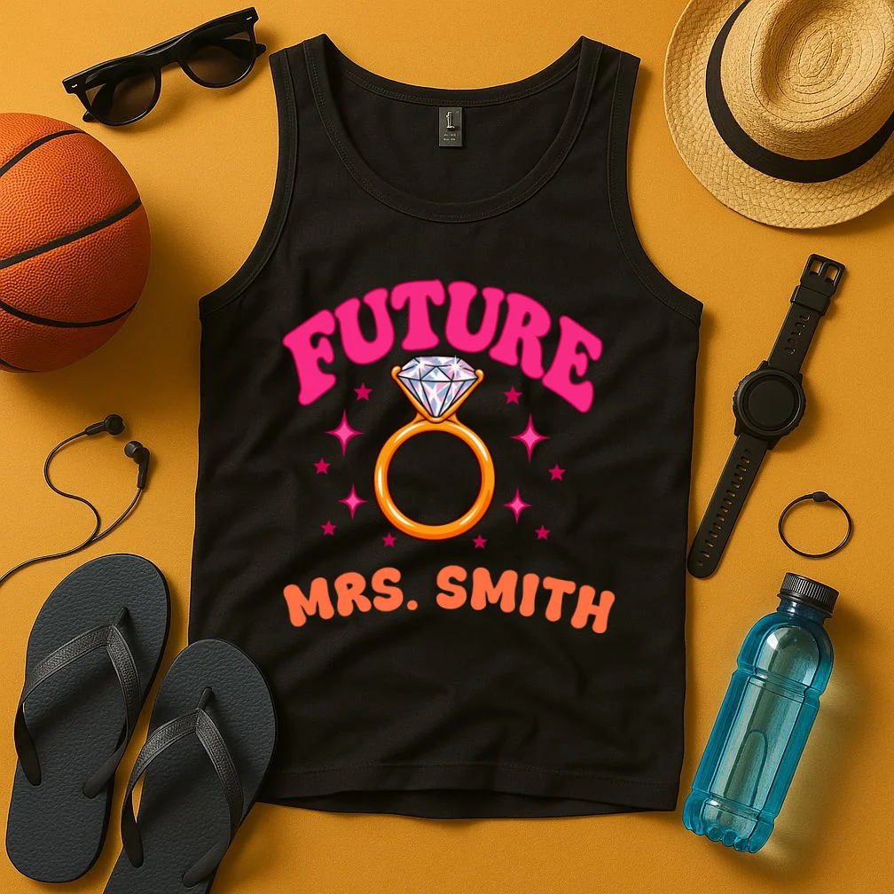 Engaged Era Personalized Future Mrs. Custom Gift - Future Mrs. Ring Design Men's Tank Top - Front 3
