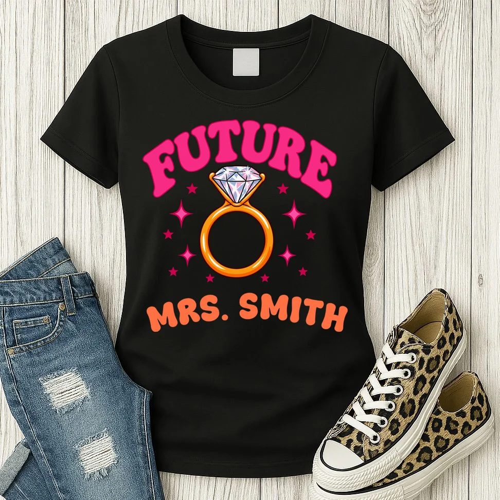 Engaged Era Personalized Future Mrs. Custom Gift - Future Mrs. Ring Design Women's T-Shirt - Front 2