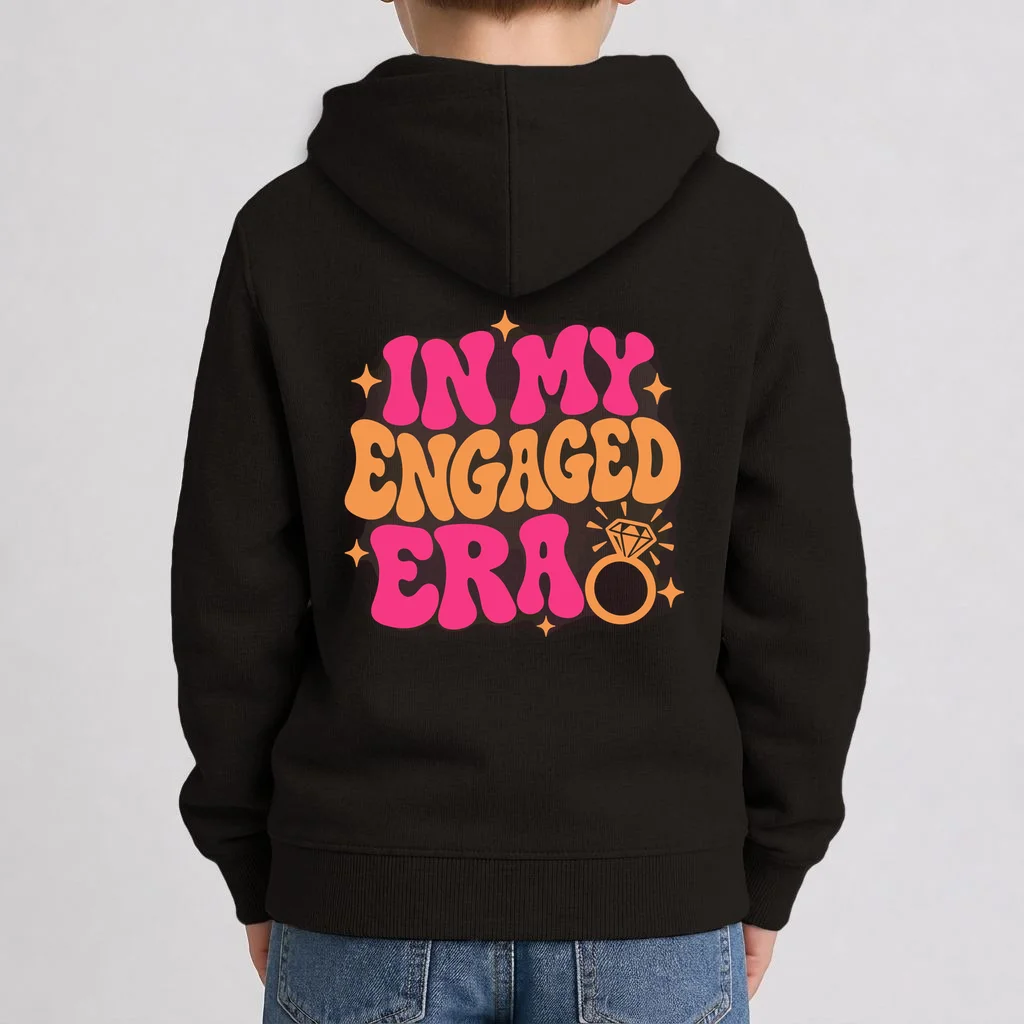 Engaged Era Personalized Future Mrs. Custom Gift - Future Mrs. Ring Design Kids Hoodie - Back 1