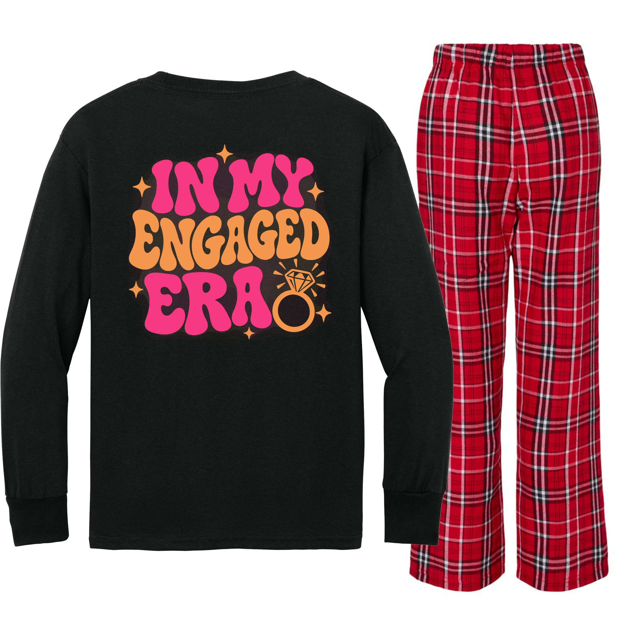 Engaged Era Personalized Future Mrs. Custom Gift - Future Mrs. Ring Design Kids Long Sleeve Pajamas - Back - Close-up