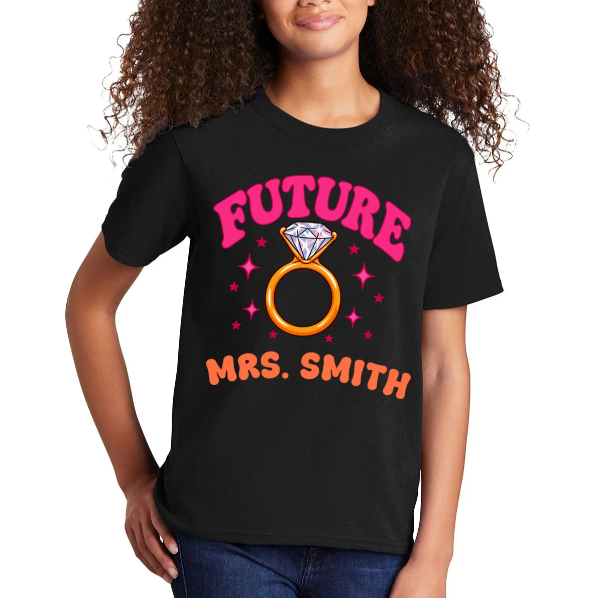 Engaged Era Personalized Future Mrs. Custom Gift - Future Mrs. Ring Design Kids T-Shirt - Front 1