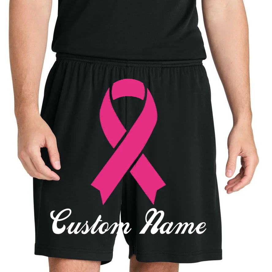 Breast Cancer Awareness Ribbon Custom Name Personalized Men's Shorts - Front 1
