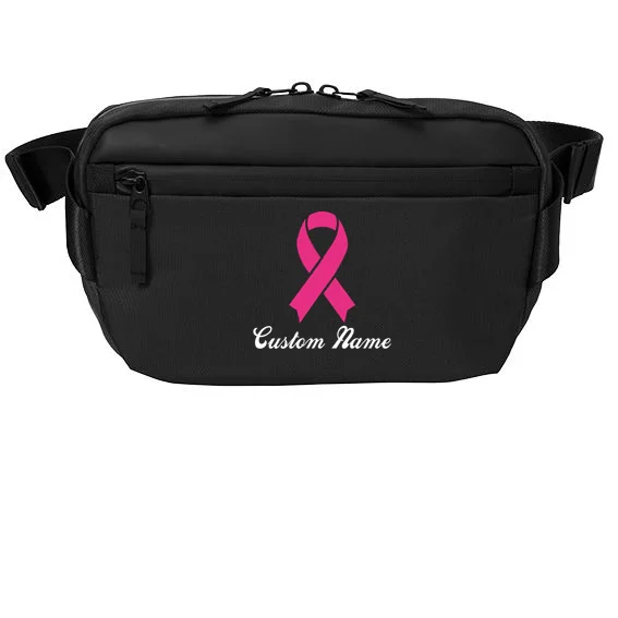 Breast Cancer Awareness Ribbon Custom Name Personalized Crossbody Front