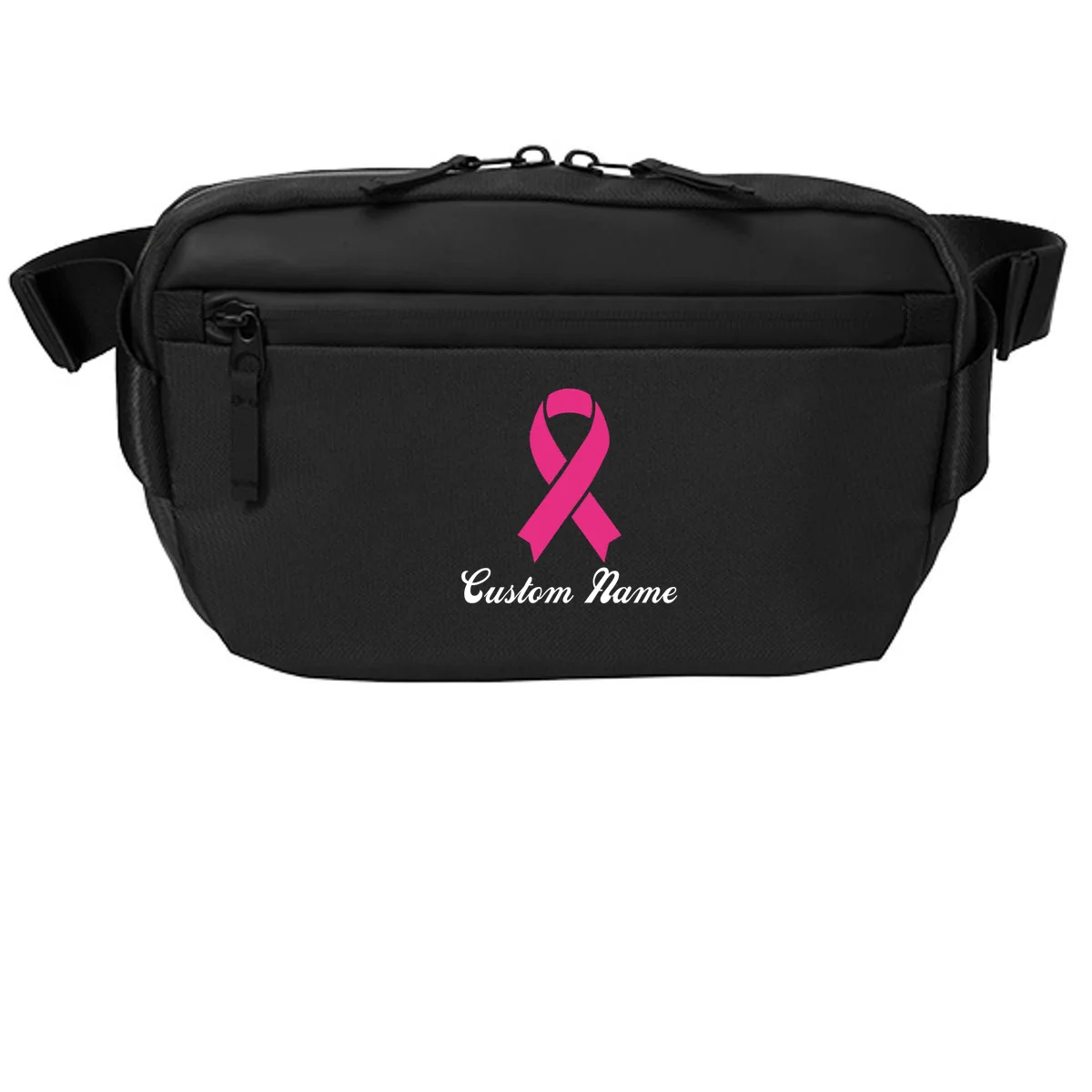 Breast Cancer Awareness Ribbon Custom Name Personalized Crossbody - Front