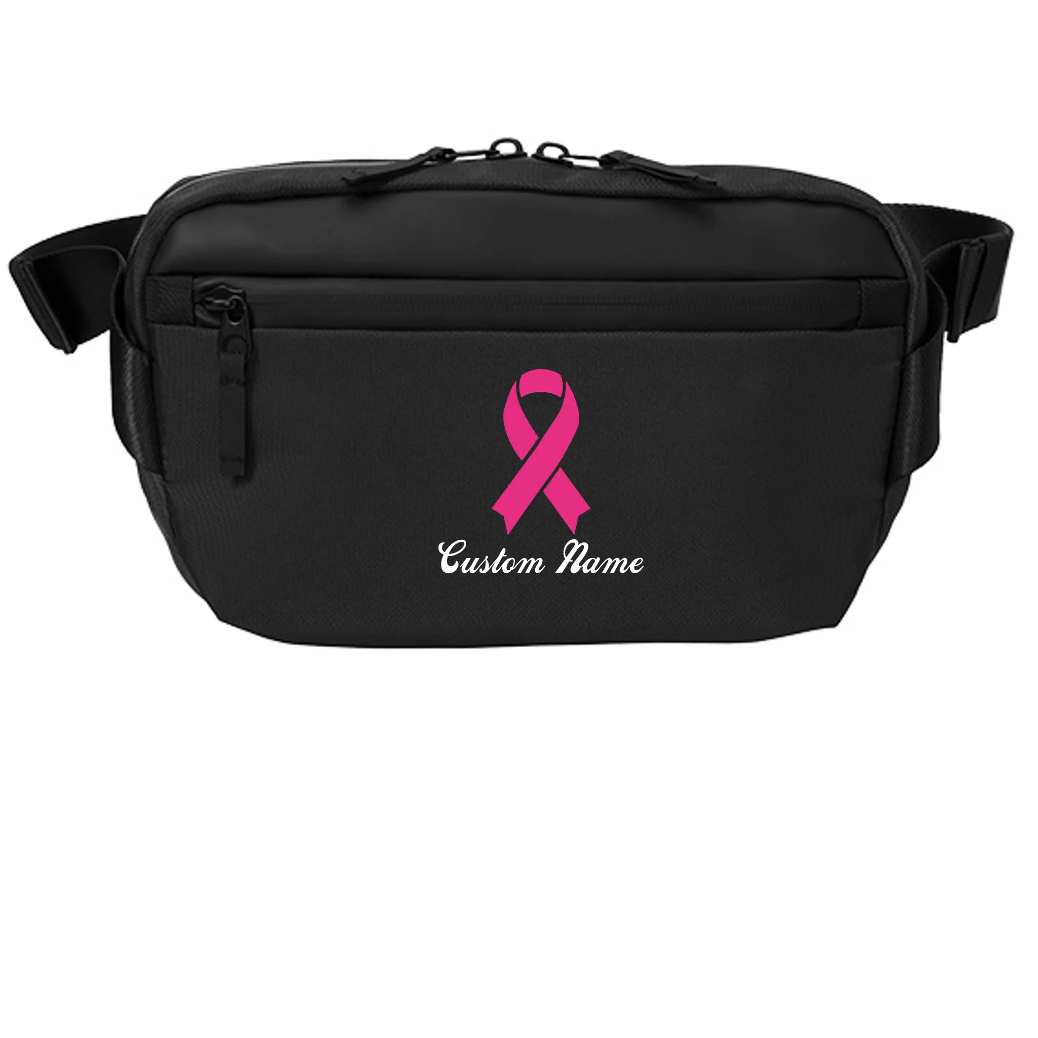 Breast Cancer Awareness Ribbon Custom Name Personalized Crossbody Front