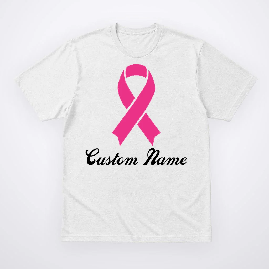 Breast Cancer Awareness Ribbon Custom Name Personalized T-Shirt - Front