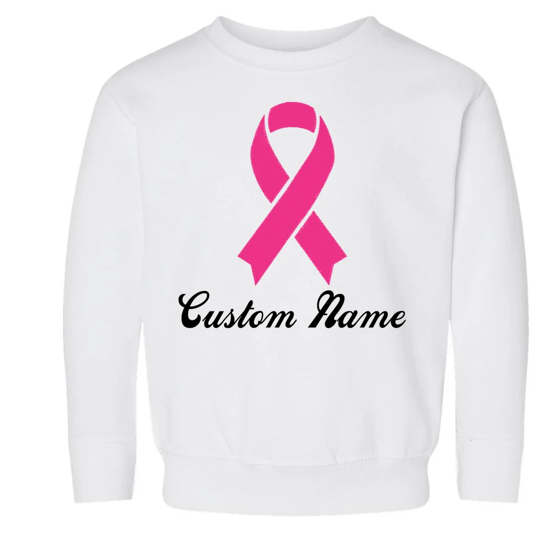 Breast Cancer Awareness Ribbon Custom Name Personalized Toddler Sweatshirt Front