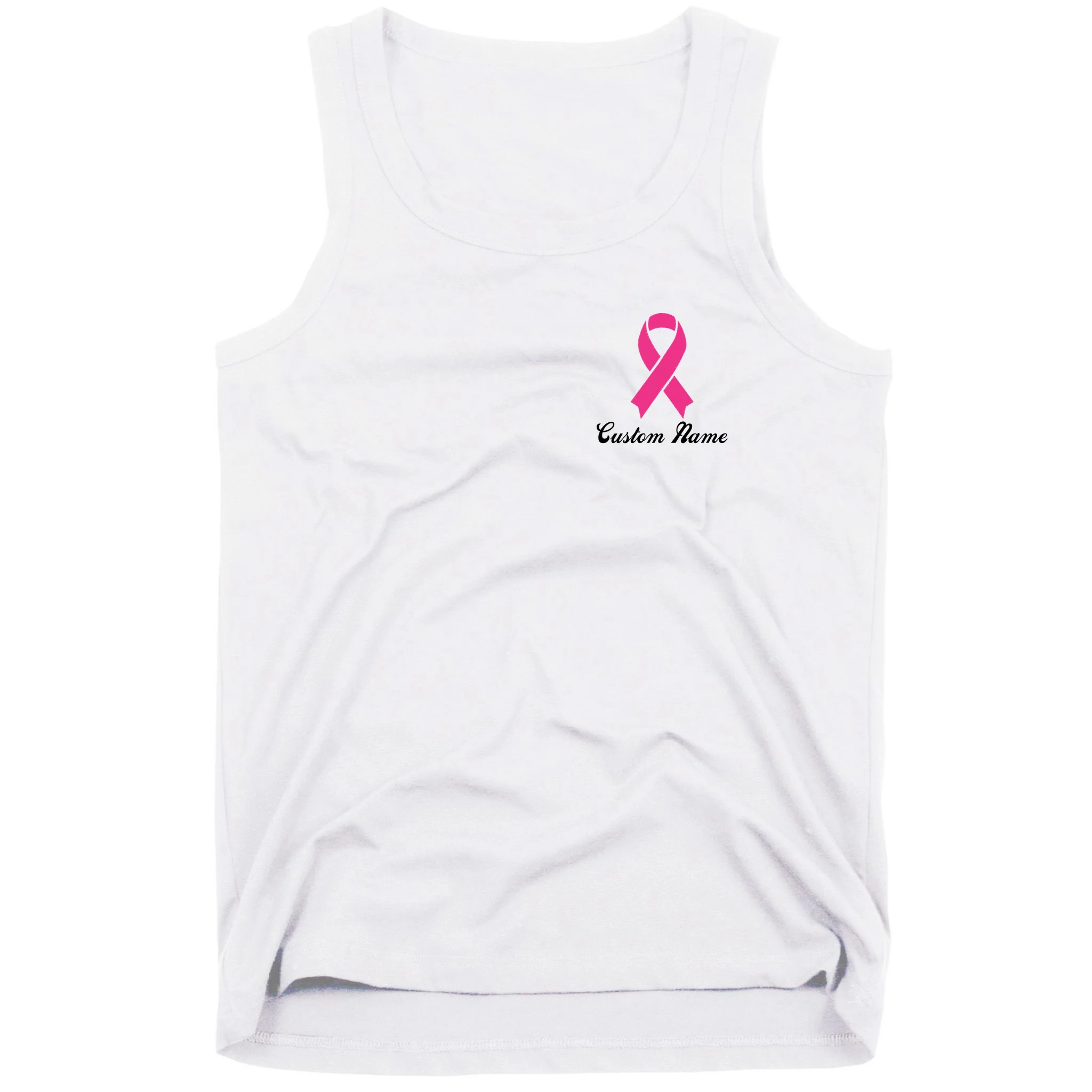 Breast Cancer Awareness Ribbon Custom Name Personalized Tank Top - Front