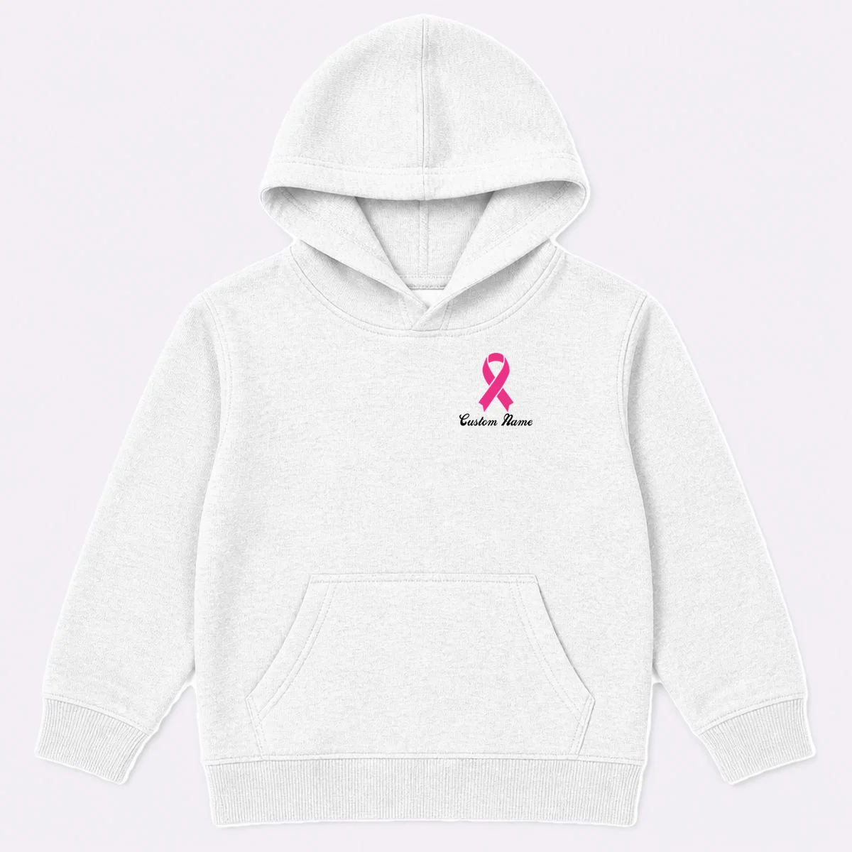 Breast Cancer Awareness Ribbon Custom Name Personalized Kids Hoodie - Front