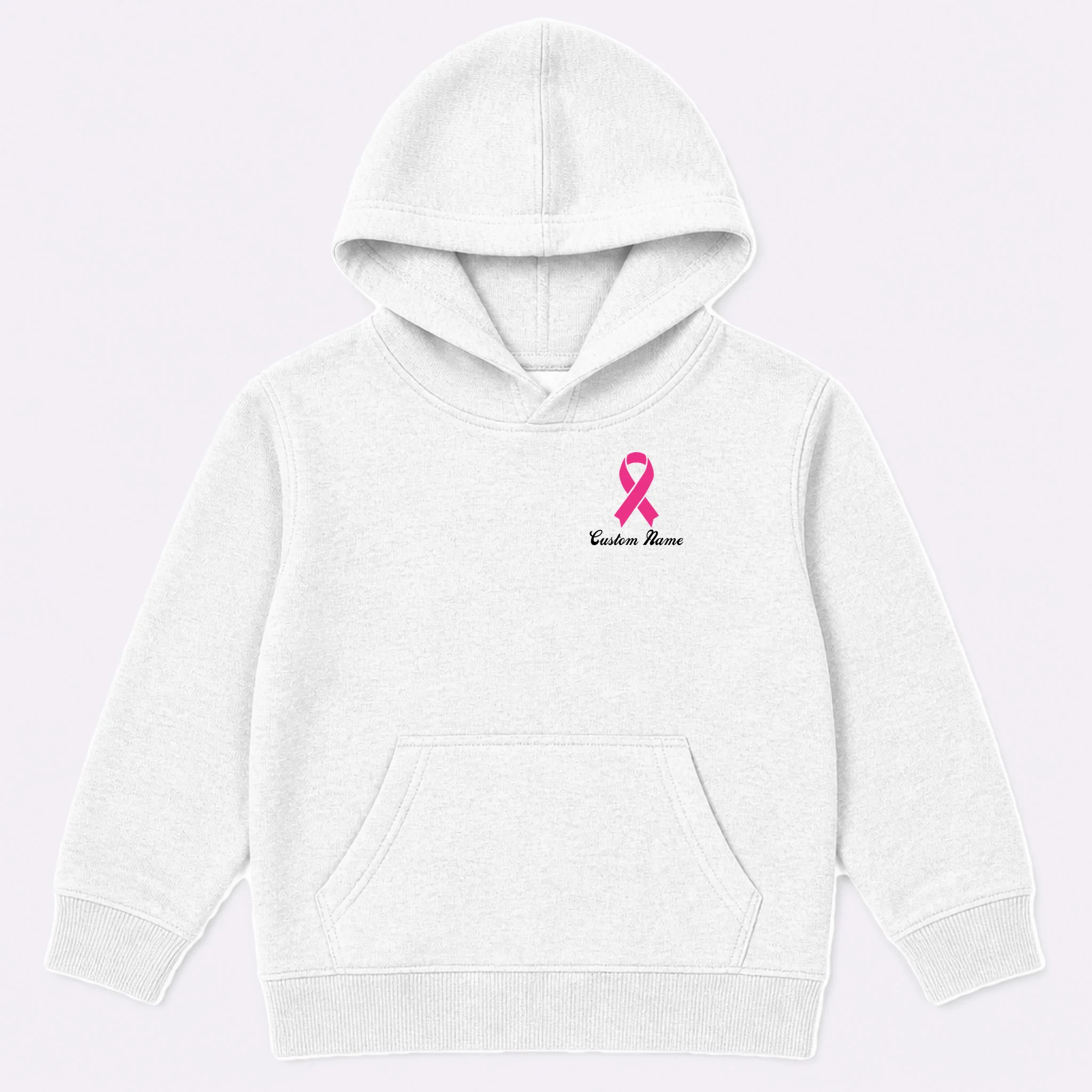 Breast Cancer Awareness Ribbon Custom Name Personalized Kids Hoodie - Front