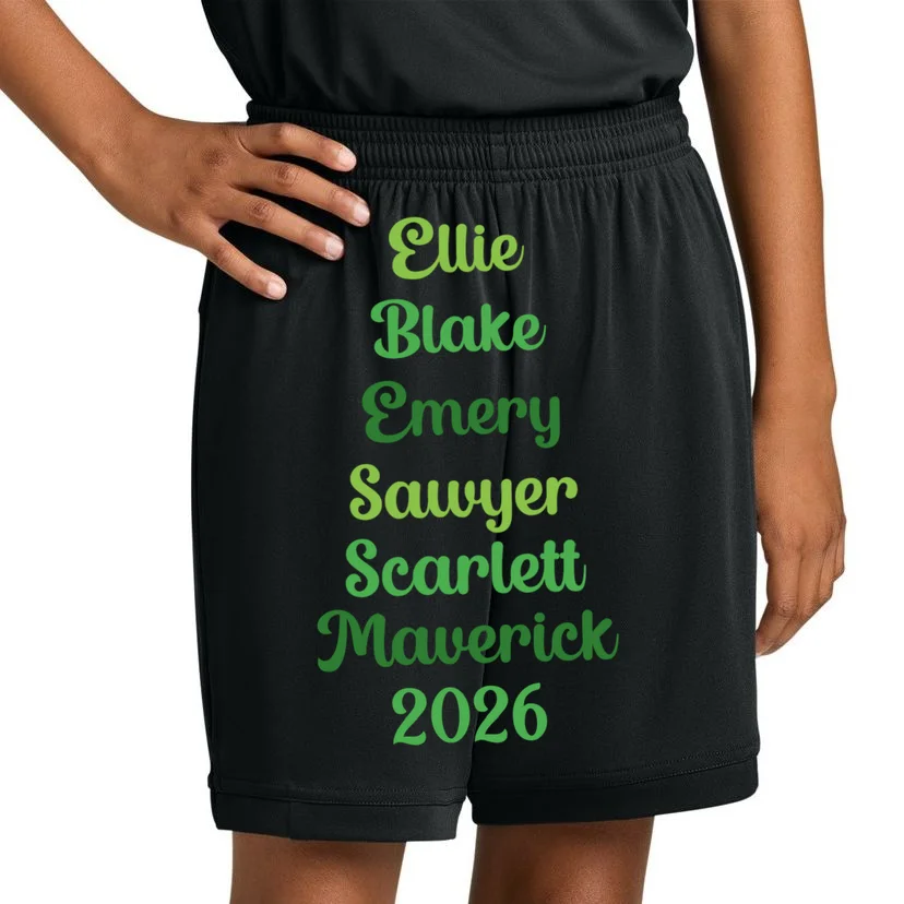 Elegant Green Script Names – Minimalist Typography Design Kids Shorts - Front 1