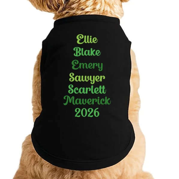 Elegant Green Script Names – Minimalist Typography Design Doggie Tank Front