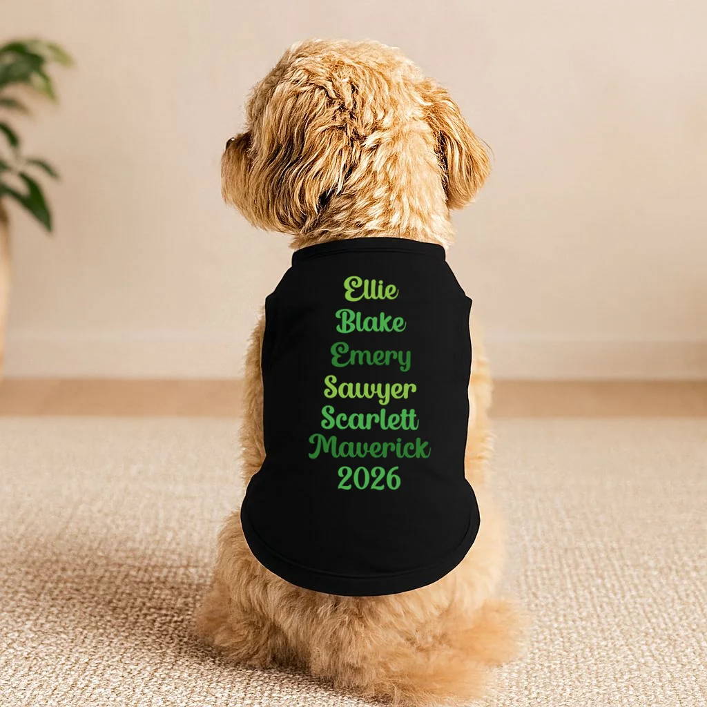 Elegant Green Script Names – Minimalist Typography Design Doggie Tank - Front 1