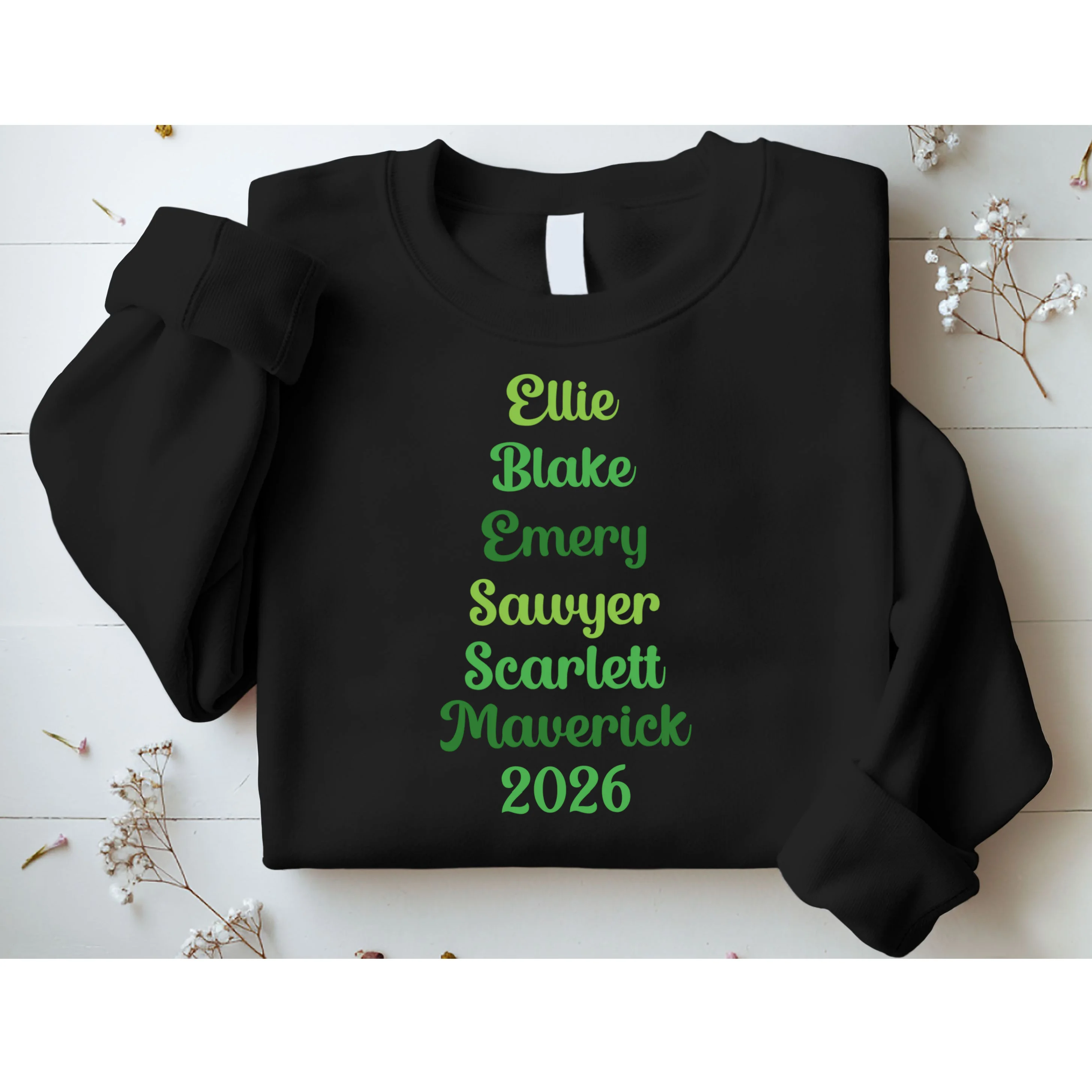 Elegant Green Script Names – Minimalist Typography Design Men's Sweatshirt - Front 1