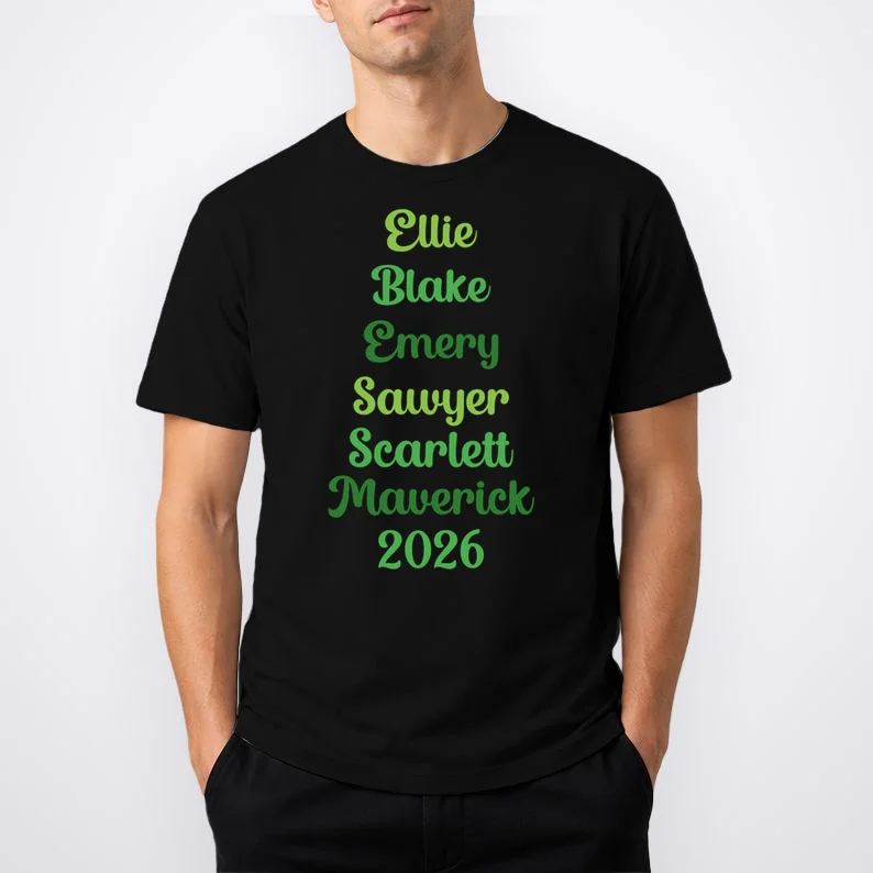 Elegant Green Script Names – Minimalist Typography Design Men's T-Shirt - Front 1