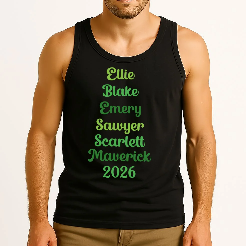 Elegant Green Script Names – Minimalist Typography Design Men's Tank Top - Front 2