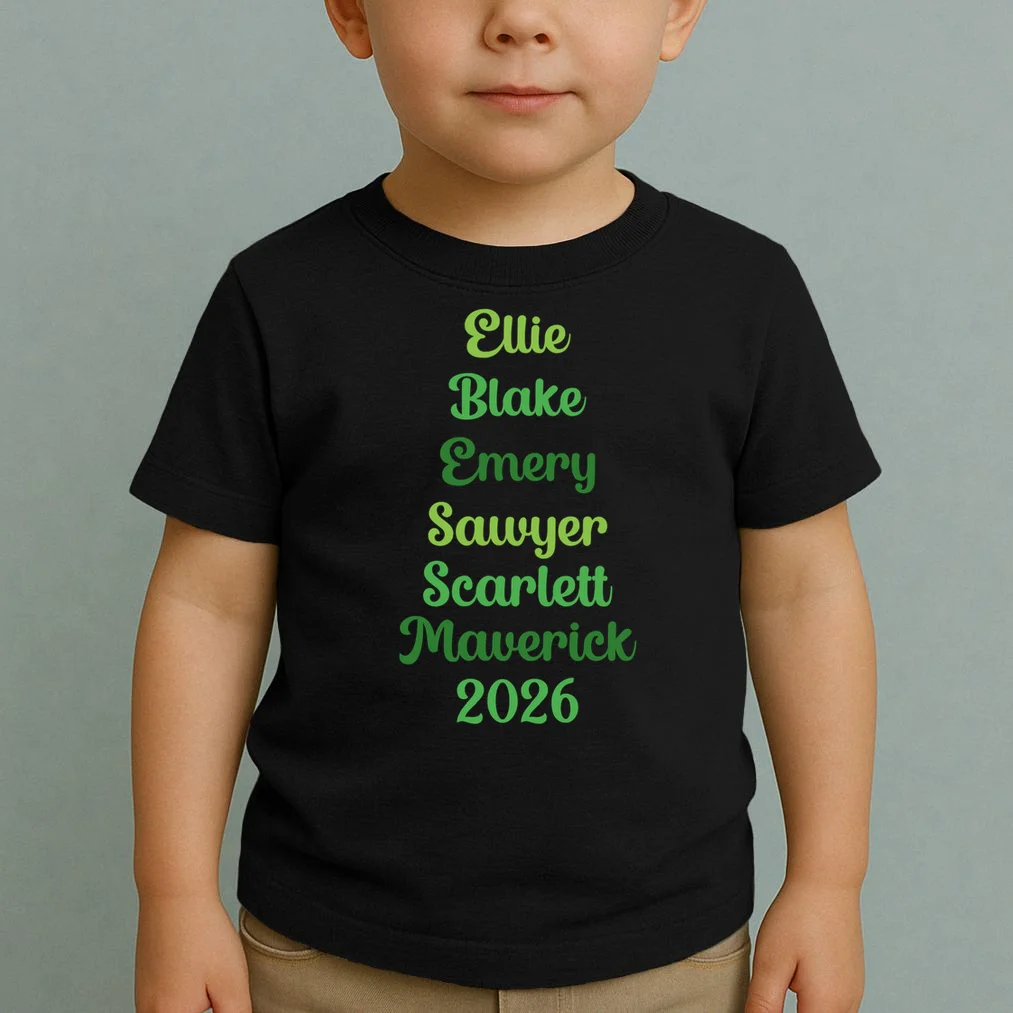 Elegant Green Script Names – Minimalist Typography Design Toddler T-Shirt - Front 1