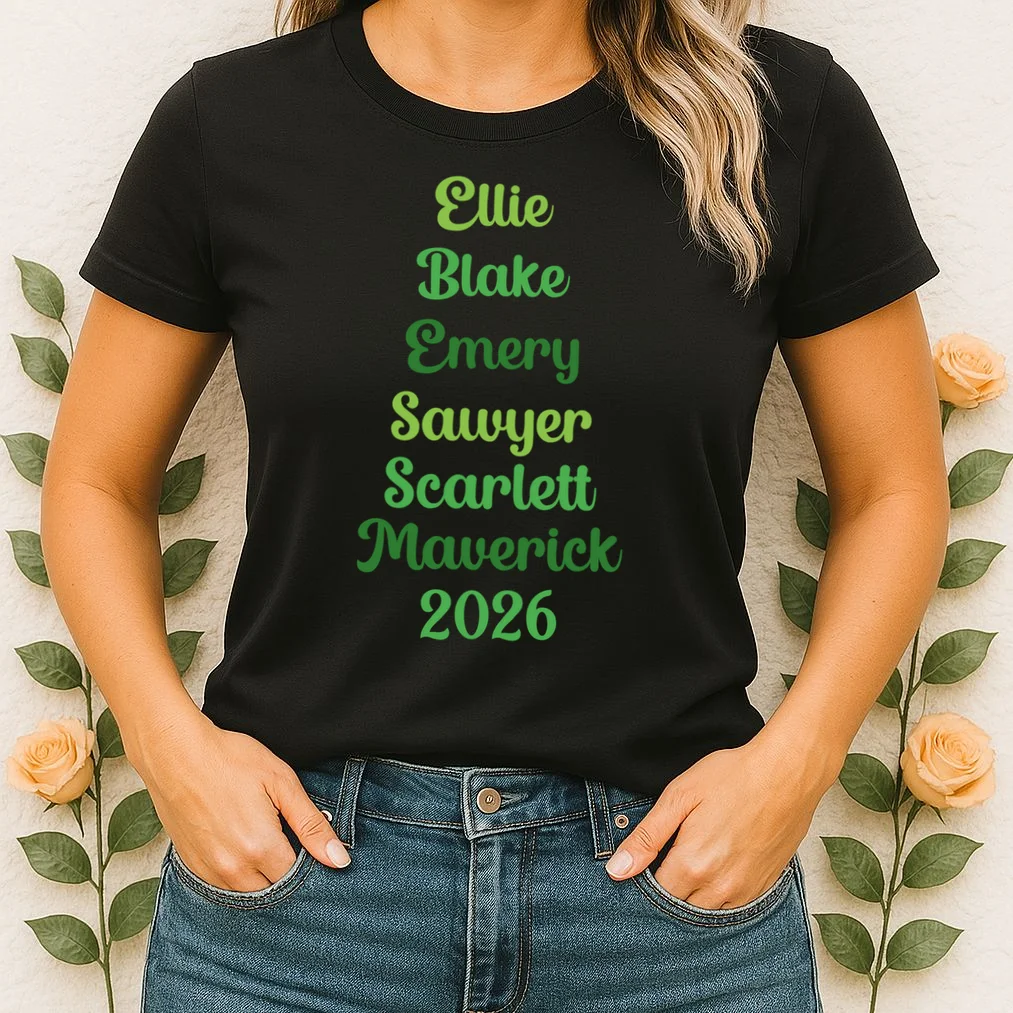 Elegant Green Script Names – Minimalist Typography Design Women's T-Shirt - Front 1