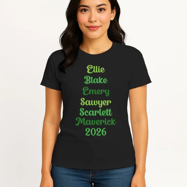 Elegant Green Script Names – Minimalist Typography Design Women's T-Shirt - Front 3